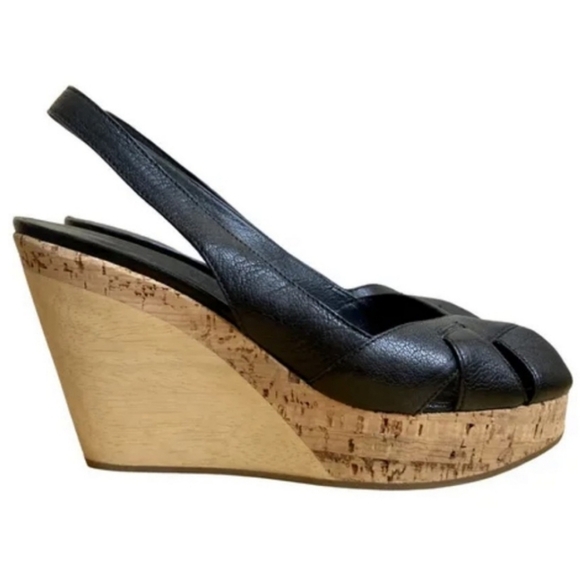 leather wedges slingback sandals size 36